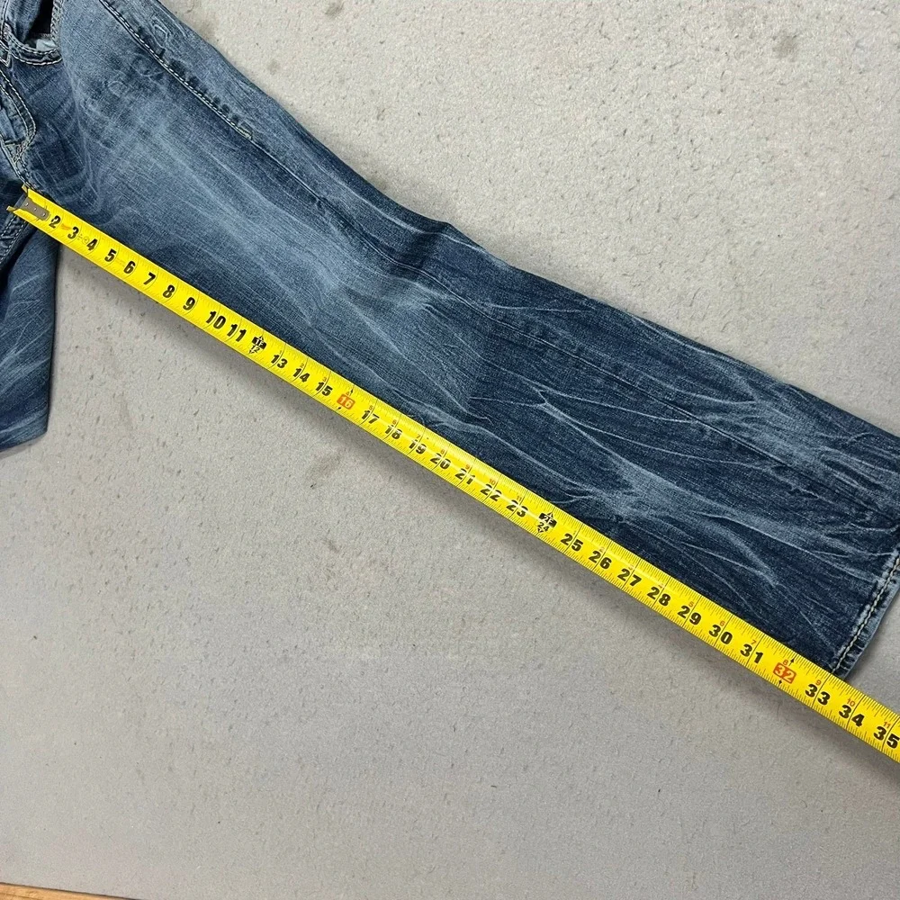 True Religion Section Straight Leg Jeans Mens 30 Blue Distressed Acid Wash Y2K